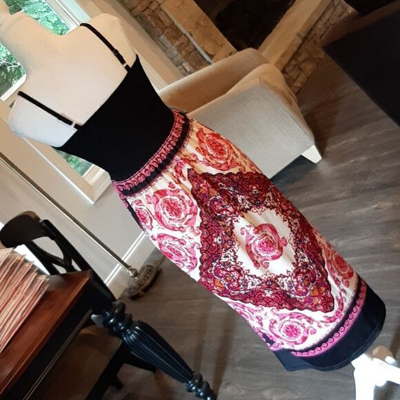 NWOT Christina Love Black Maxi Dress with Pink Floral Pattern - Picture 4 of 9